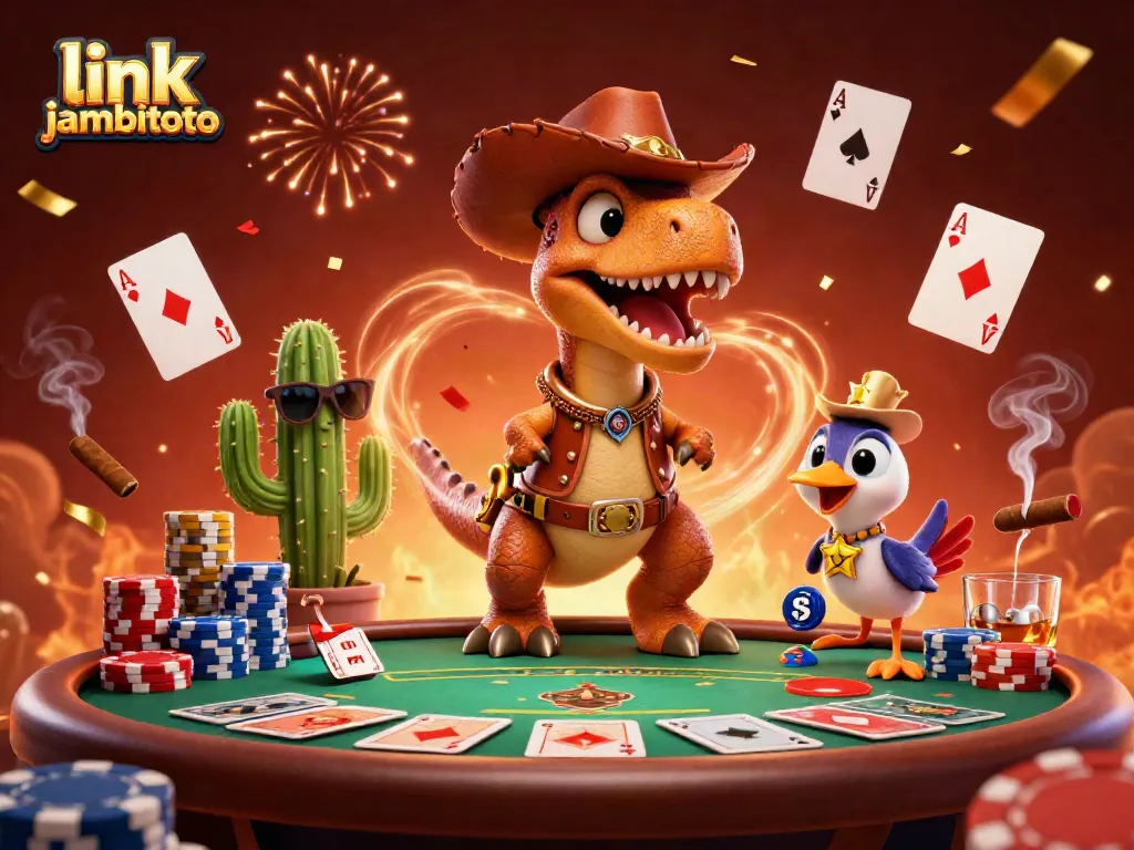 Experience thrilling gameplay at link jambitoto with vibrant cartoon characters and poker elements.